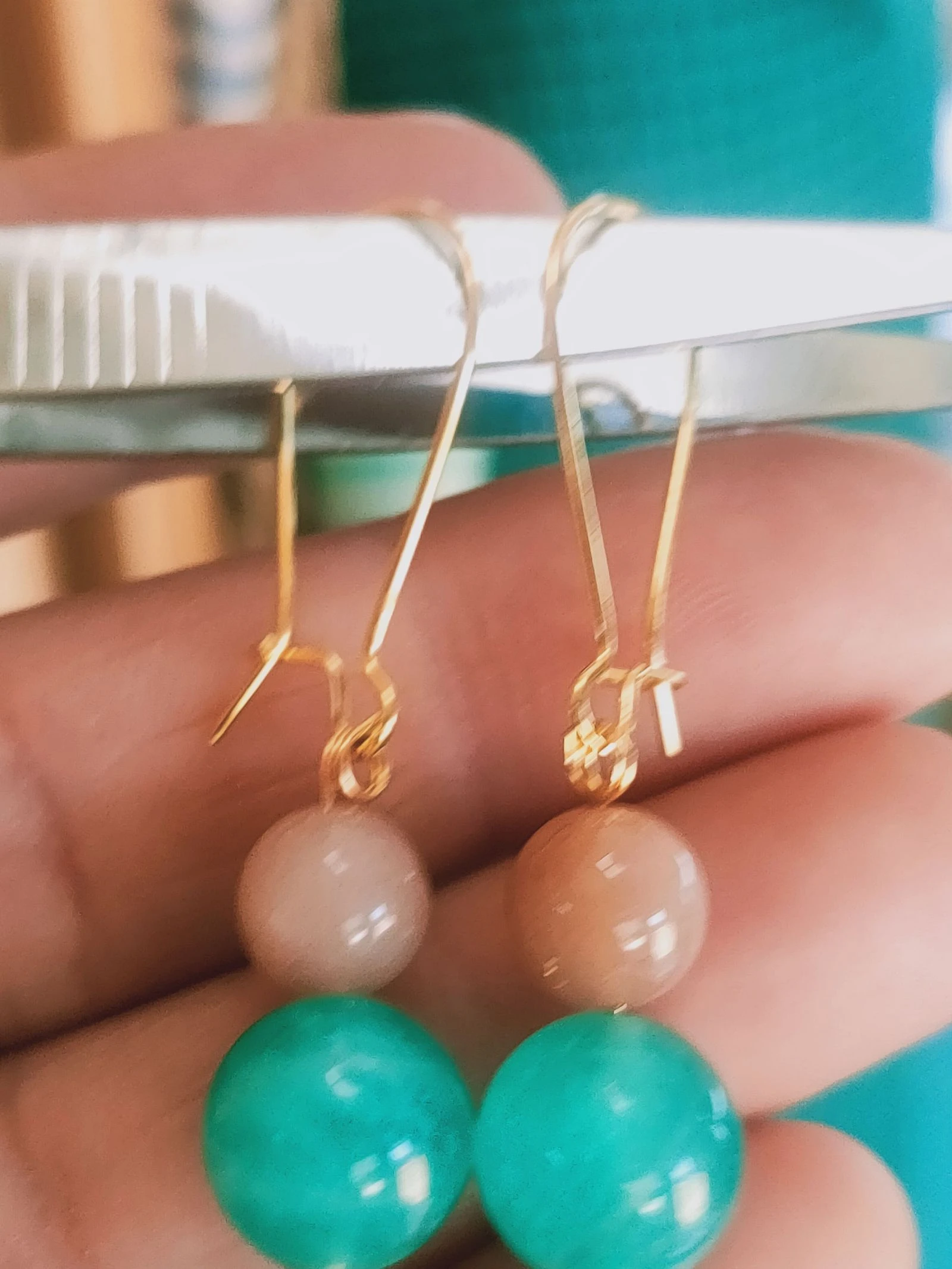 Un par de aretes de amazonita y Piedra de Luna – photo 5